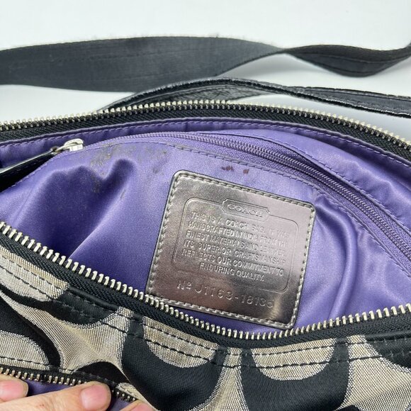 Coach Poppy Signature Crossbody / Shoulder Bag / Purse Black Silver J1163-18135 - Picture 10 of 11